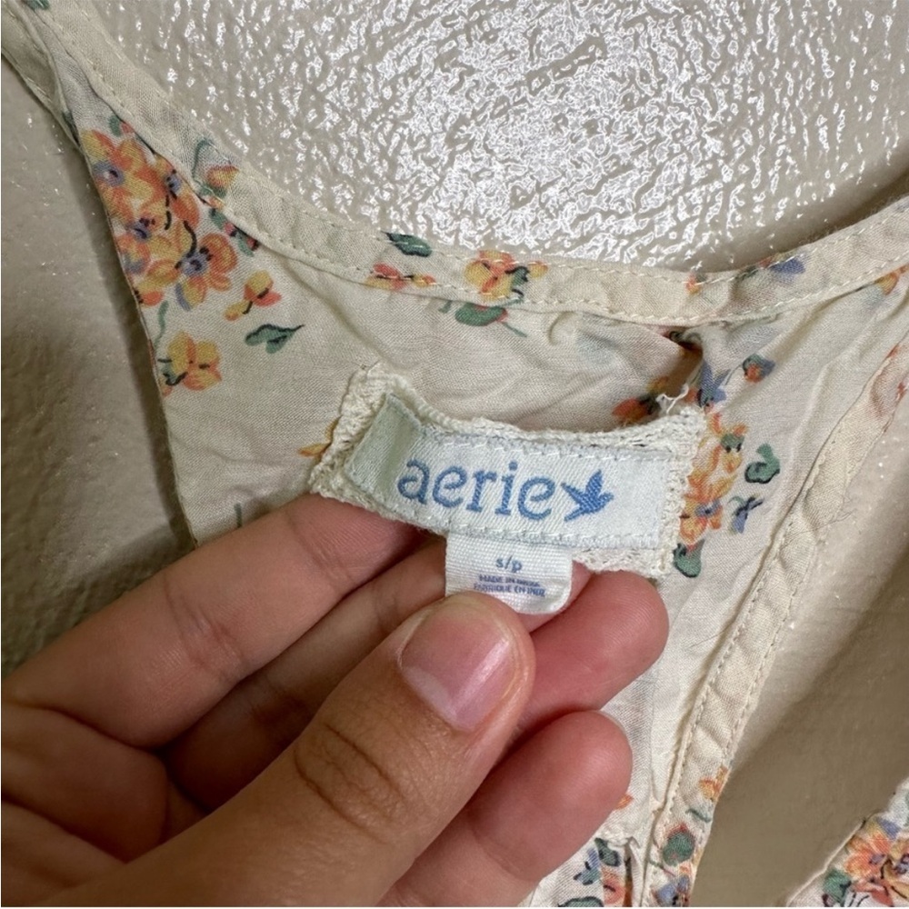 Aeria off white floral peplum racer back top - Picture 4 of 6
